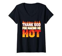 Women's Thank God for Making Me Hot Confident Vibes V-Neck T-Shirt