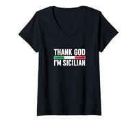 Women's Thank God Im Sicilian V-Neck T-Shirt