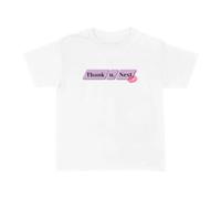 Womens Thank U Next Baby Tee White - Medium - Cropped Fitted Cotton Slogan T-Shirt for Pop Concert Festival Tour Nights - Y2K 90s Ladies Music Fan Top
