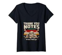 Women's Thank You Notes Written with Love Retro Sunset V-Neck T-Shirt
