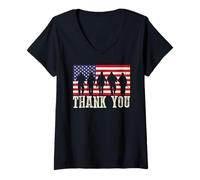 Womens Thank You Veterans American Flag V-Neck T-Shirt
