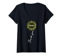 Womens Thank You Veterans Camo Sunflower for Veterans Day Flag V-Neck T-Shirt