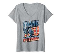 Womens Thank You Veterans USA Flag V-Neck T-Shirt