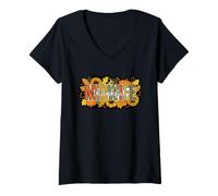 Women's Thankful Midwife Fall Pumpkin Birth Worker V-Neck T-Shirt