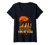 Womens Thanksgiving Goose It's The Most Wonderful Time of The Year V-Neck T-Shirt