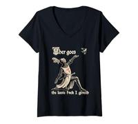 Women's Thar Goes The Last Fvck I Giveth Funny Medieval Tapestry V-Neck T-Shirt