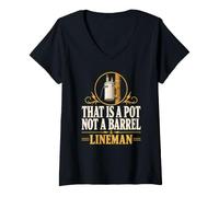 Women's that is a Pot Not a Barrel Lineman Transformer Pole Mount V-Neck T-Shirt