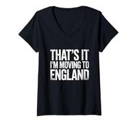 Womens That’s It I’m Moving to England Funny Vintage Travel Quote V-Neck T-Shirt