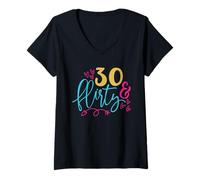 Womens That Says 30 & Flirty - Single Woman V-Neck T-Shirt