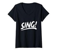 Women's That Says Sing in an Artistic Brushstroke Style V-Neck T-Shirt