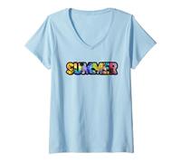 Womens That Says The Word Summer - Sunny Vacation Vibes V-Neck T-Shirt