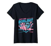 Womens That Some Bowlsh t Ball Pins Strike Spilt Funny Bowling Team V-Neck T-Shirt