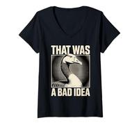 Women's that was A Bad Idea Funny Goose Humor Sarcasm V-Neck T-Shirt