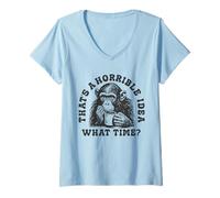 Womens That's a Horrible Idea What Time? Sarcastic Drinking Humor V-Neck T-Shirt