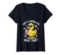 Women's That's a Terrible Idea - What Time Funny Sarcastic V-Neck T-Shirt