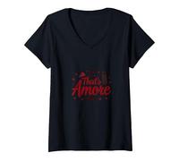 Women's That's Amore Italians for Men Romantic Italian Love Gift V-Neck T-Shirt, Black, Small