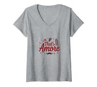 Women's That's Amore Italians for Men Romantic Italian Love Gift V-Neck T-Shirt, Heather Grey, Medium