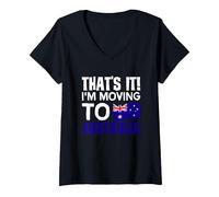 Women's That's it I'm Moving to Australia Geography T-Shirt V-Neck T-Shirt, Black, Large