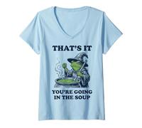 Women's That's It You're Going in The Soup Frog V-Neck T-Shirt