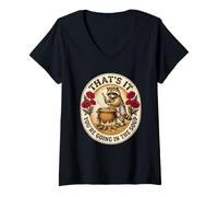 Women's That's It You're Going in the Soup Funny Raccoon V-Neck T-Shirt