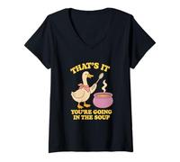 Womens That's It You're Going in The Soup Goose Cauldron Halloween V-Neck T-Shirt