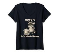 Women's That's It You're Going in The Soup Raccoon Meme Funny V-Neck T-Shirt