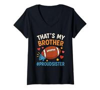 Womens That's My Brother Proud Football Sister Vintage Family V-Neck T-Shirt