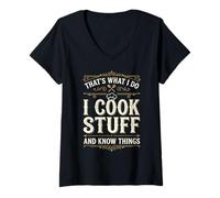 Women's That's What I Do I Cook Stuff and Know Things Chef Funny V-Neck T-Shirt