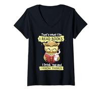 Womens That's What I Do I Read Books I Drink Tea Lover Owl Bookworm V-Neck T-Shirt