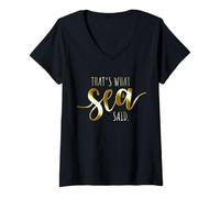 Women's That's What Sea Said Surfer Pun Wave Surfing Ocean Sun Surf V-Neck T-Shirt