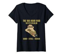 Women's The 100-Hour War Veterans Grandpa M1 Abrams Tank Gulf War V-Neck T-Shirt
