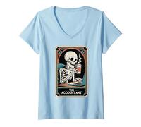 Womens The Accountant Tarot Card Skeleton Accounting CPA Bookkeeper V-Neck T-Shirt