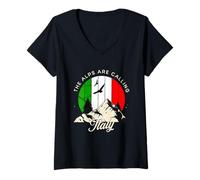 Women's The Alps are Calling Italy Scenic Mountain Artwork V-Neck T-Shirt