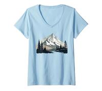 Women's The Alps Mountains in The Forest with Trees Nature The Mountains V-Neck T-Shirt