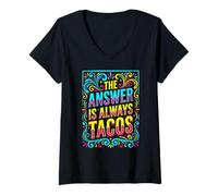 Women's The Answer is Always Tacos, Ransom Note - Taco Tuesday V-Neck T-Shirt