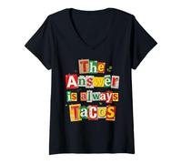 Women's The Answer is Always Tacos, Ransom Note - Taco Tuesday V-Neck T-Shirt