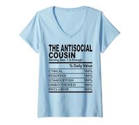Womens The anti social cousin nutrition fact fun cousins men women V-Neck T-Shirt