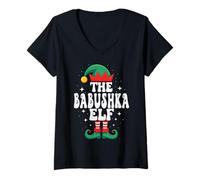 Womens The Babushka Elf Funny Christmas Matching Family Group V-Neck T-Shirt