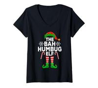 Womens The Bah Humbug Elf Xmas Matching Family Christmas Elf V-Neck T-Shirt
