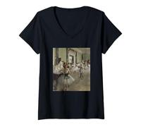 Womens The Ballet Class (La Classe de Danse) by Edgar Degas (1874) V-Neck T-Shirt