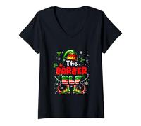 Womens The Barber Elf Christmas Funny Job Team Matching Parties V-Neck T-Shirt