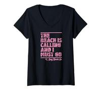 Women's The Beach is Calling and I Must Go Long Beach California V-Neck T-Shirt