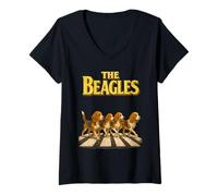 Womens The Beagles Four Beagles Crossing V-Neck T-Shirt