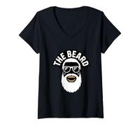 Women's The Beard Cool Bearded Man Barber Style Icon V-Neck T-Shirt
