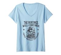 Womens The Beatings Will Continue Until Morale Improves Funny Boss V-Neck T-Shirt
