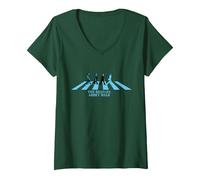 Women's The Beatles - Abbey Road 50th Anniversary V-Neck T-Shirt, Dark Green, Medium