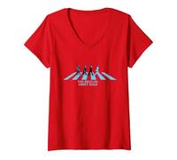 Women's The Beatles - Abbey Road 50th Anniversary V-Neck T-Shirt, Red, Medium