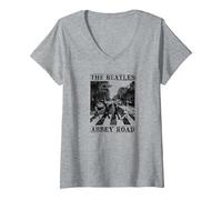 Women's The Beatles - Abbey Road V-Neck T-Shirt, Heather Grey, Small