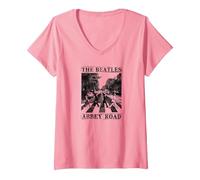 Women's The Beatles - Abbey Road V-Neck T-Shirt, Pink, X-Large
