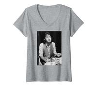 Womens The Beatles Sir Paul McCartney Eating 1977 Wings V-Neck T-Shirt